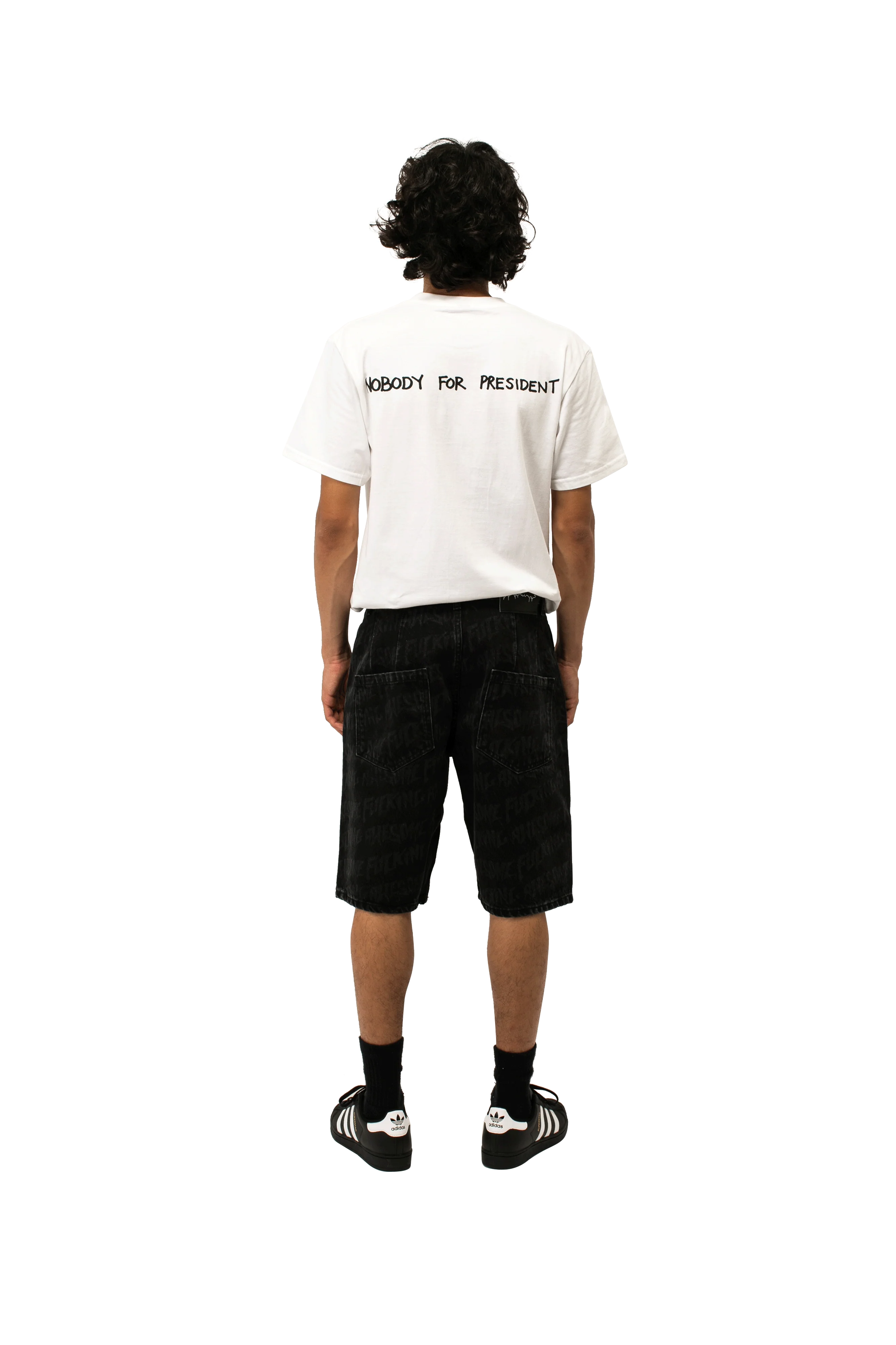 Baggy Pleated Denim Laser Stamp Shorts - Image 3
