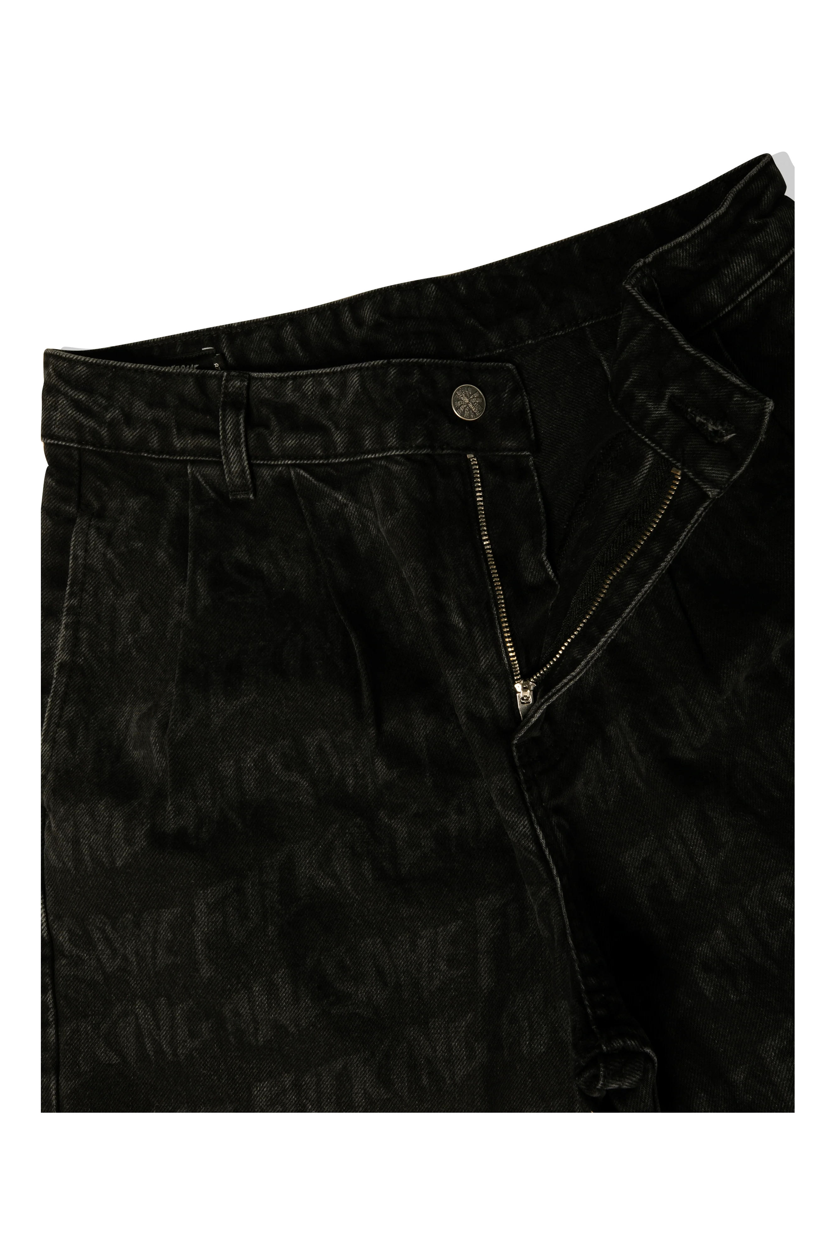 Baggy Pleated Denim Laser Stamp Shorts - Image 5