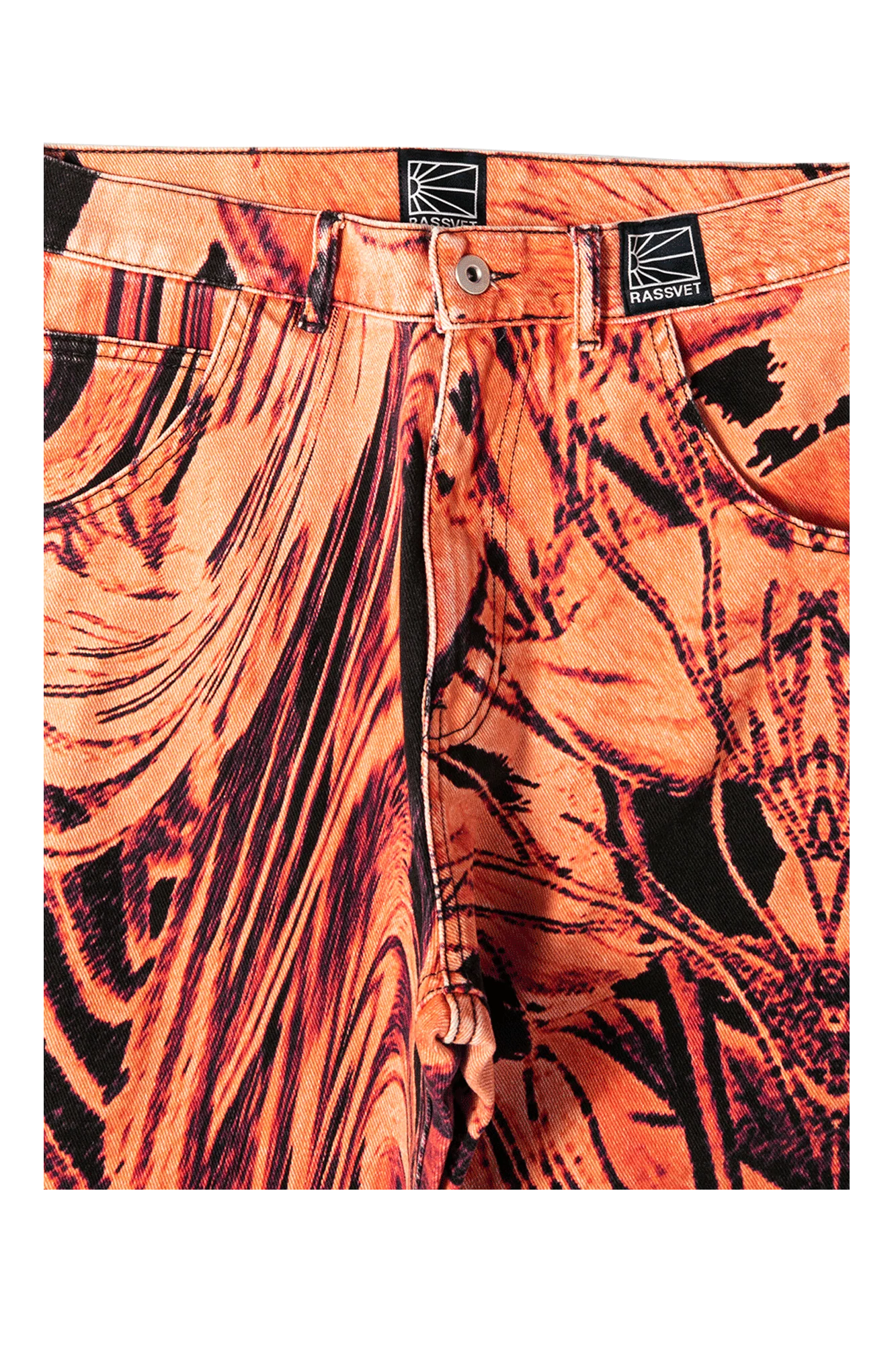 Flower Print Single Knee Baggy Denim Trousers - Image 5