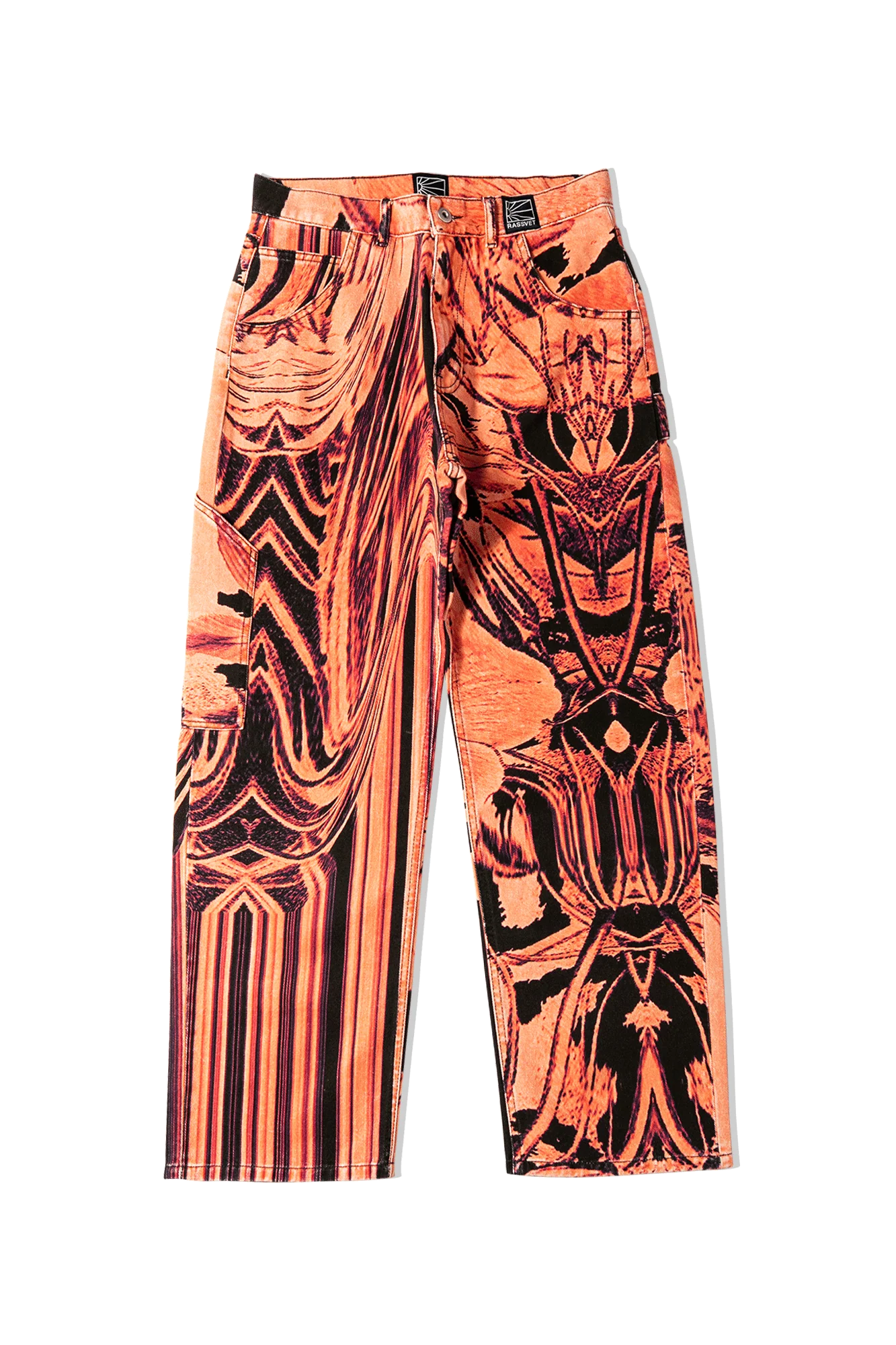Flower Print Single Knee Baggy Denim Trousers - Image 7