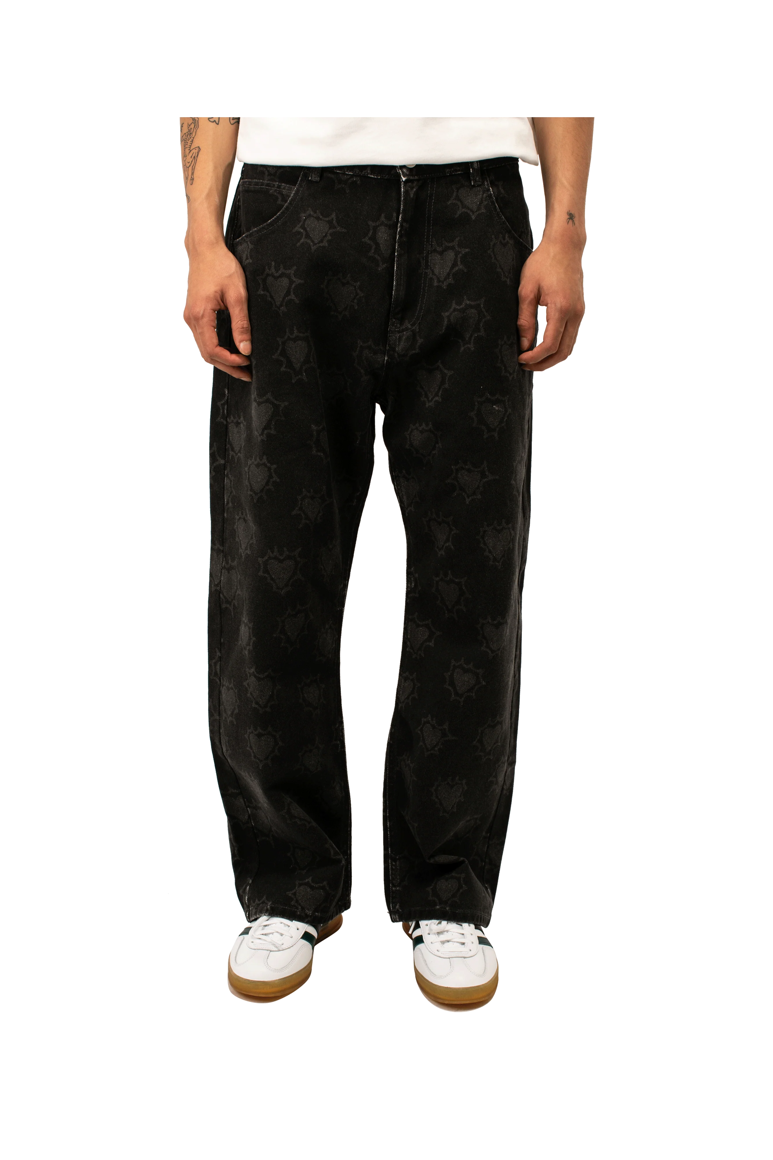 Hearts Print Denim Trousers - Image 8