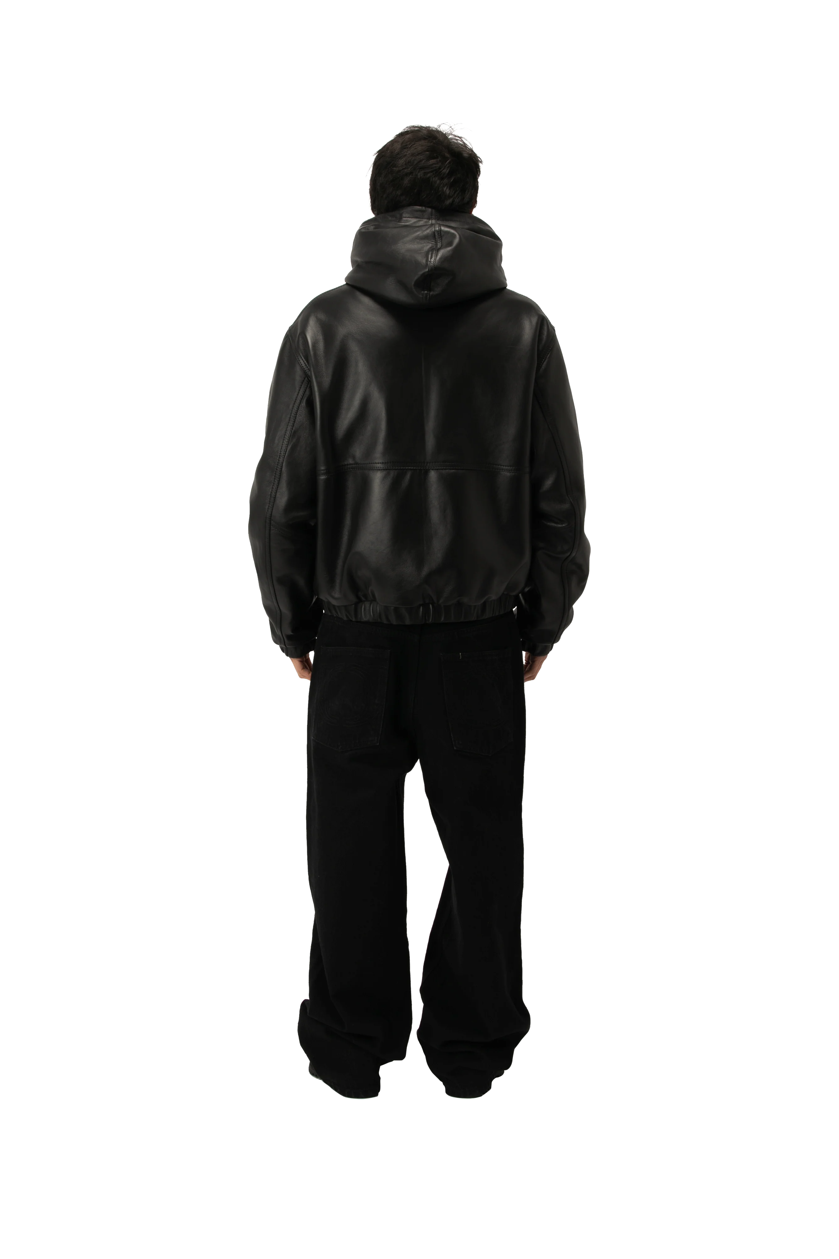 Leather Bomber With Hood - Image 3