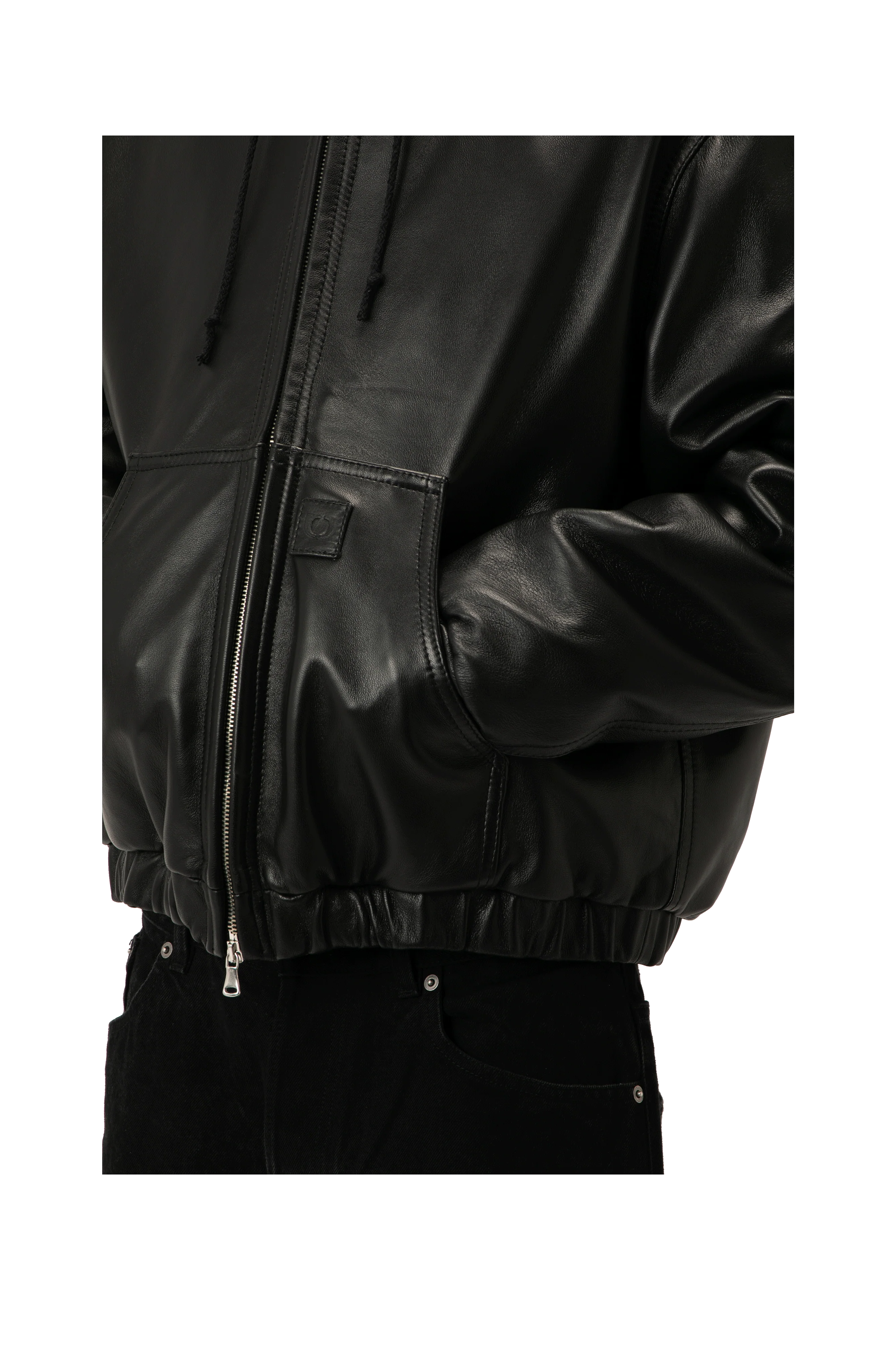 Leather Bomber With Hood - Image 5