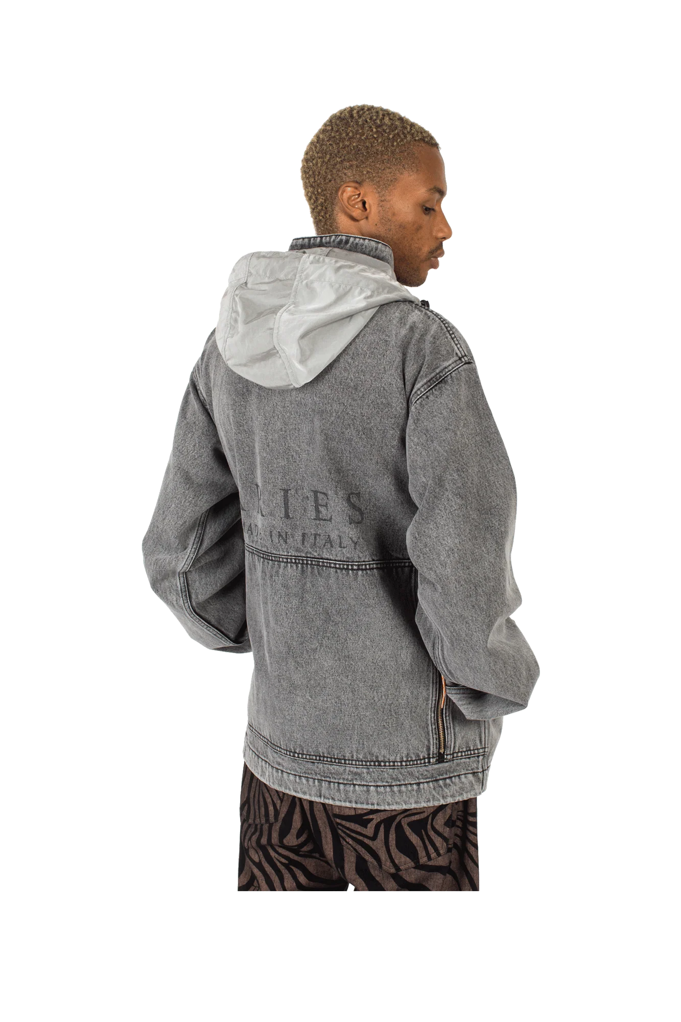Nylon Hooded Denim Jacket - Image 5