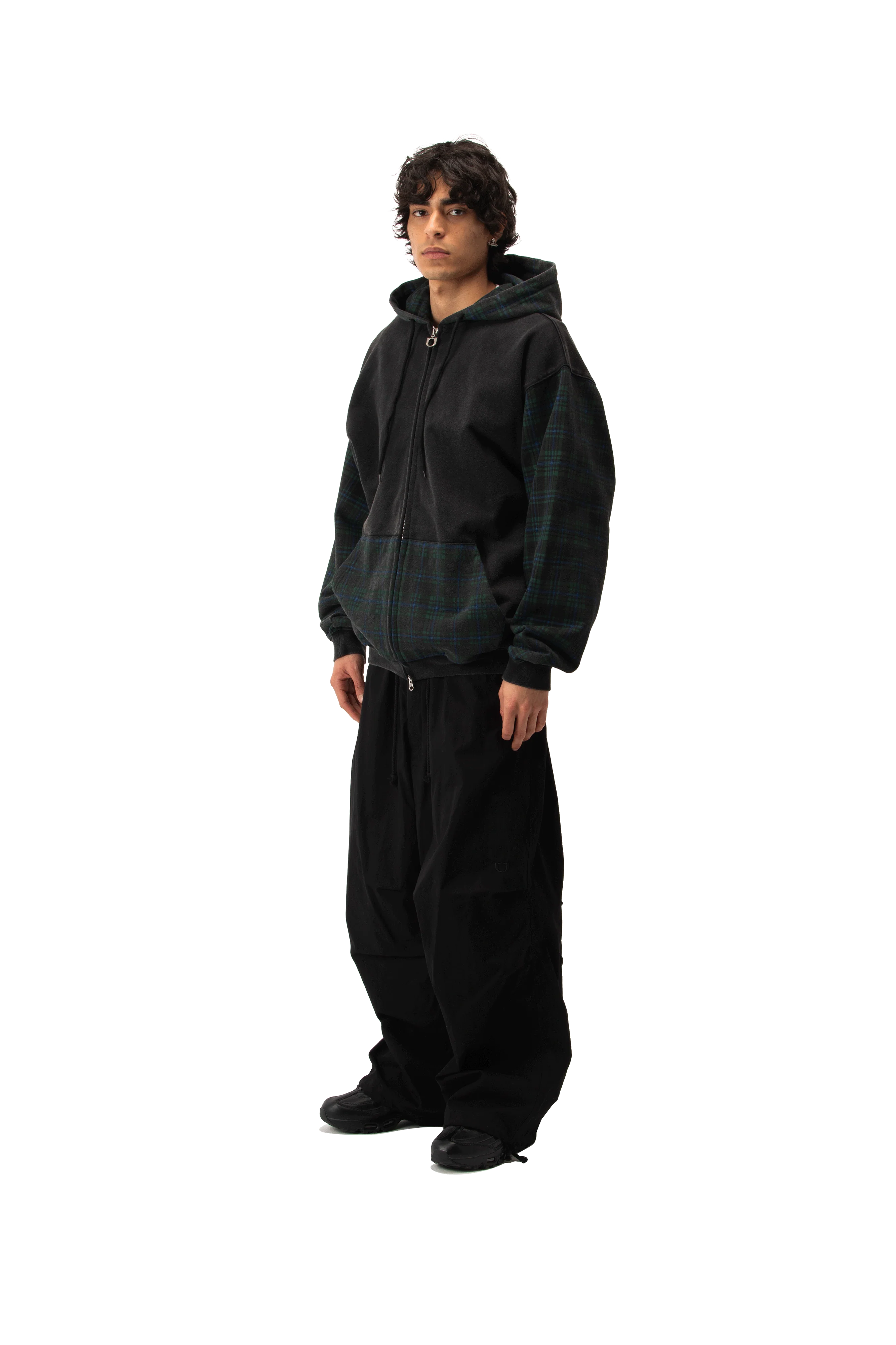 Patchwork Zip-Up Hoodie.