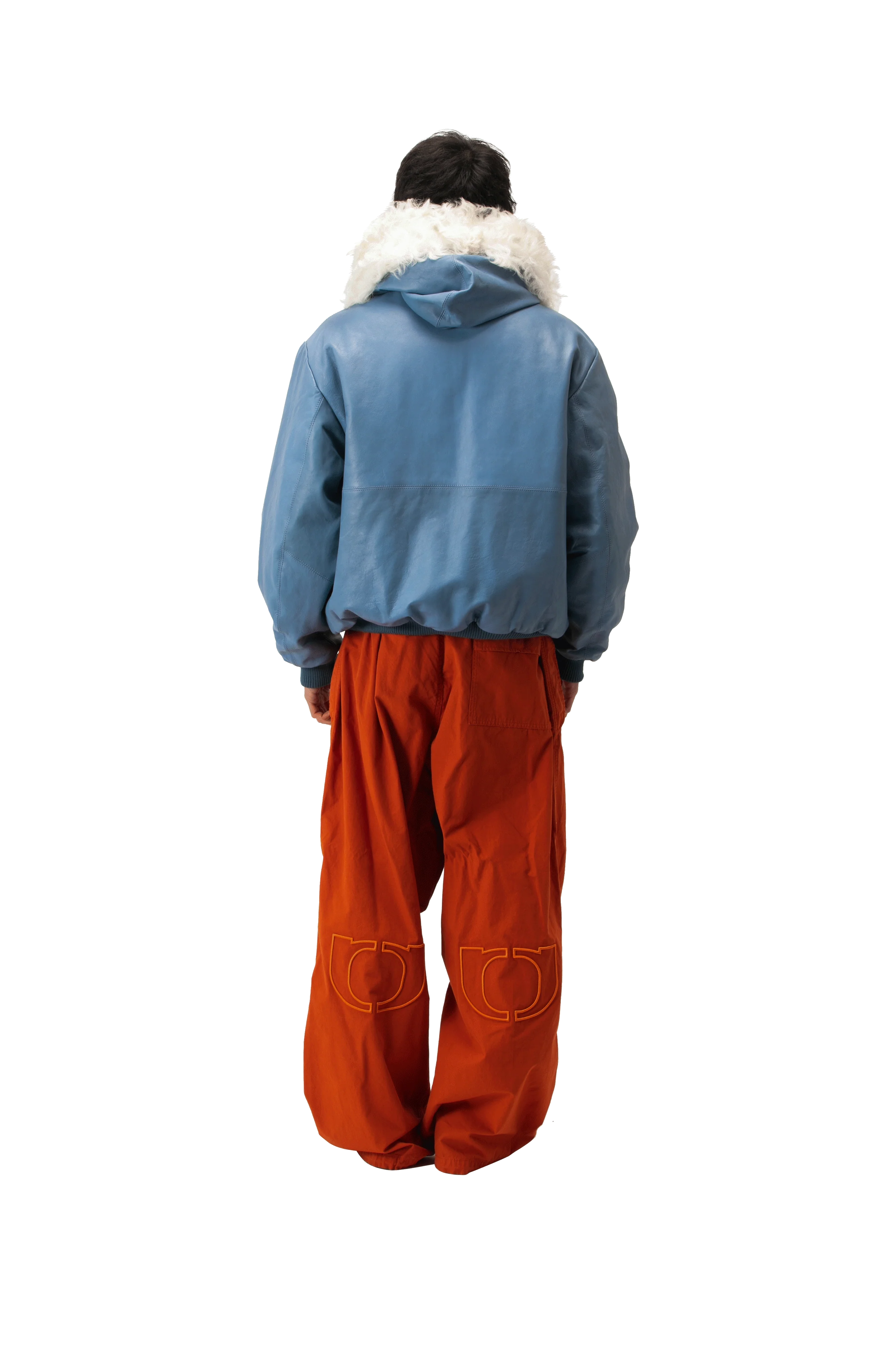 Pull-Up Leather Zip-Up Padded Hoodie - Image 3