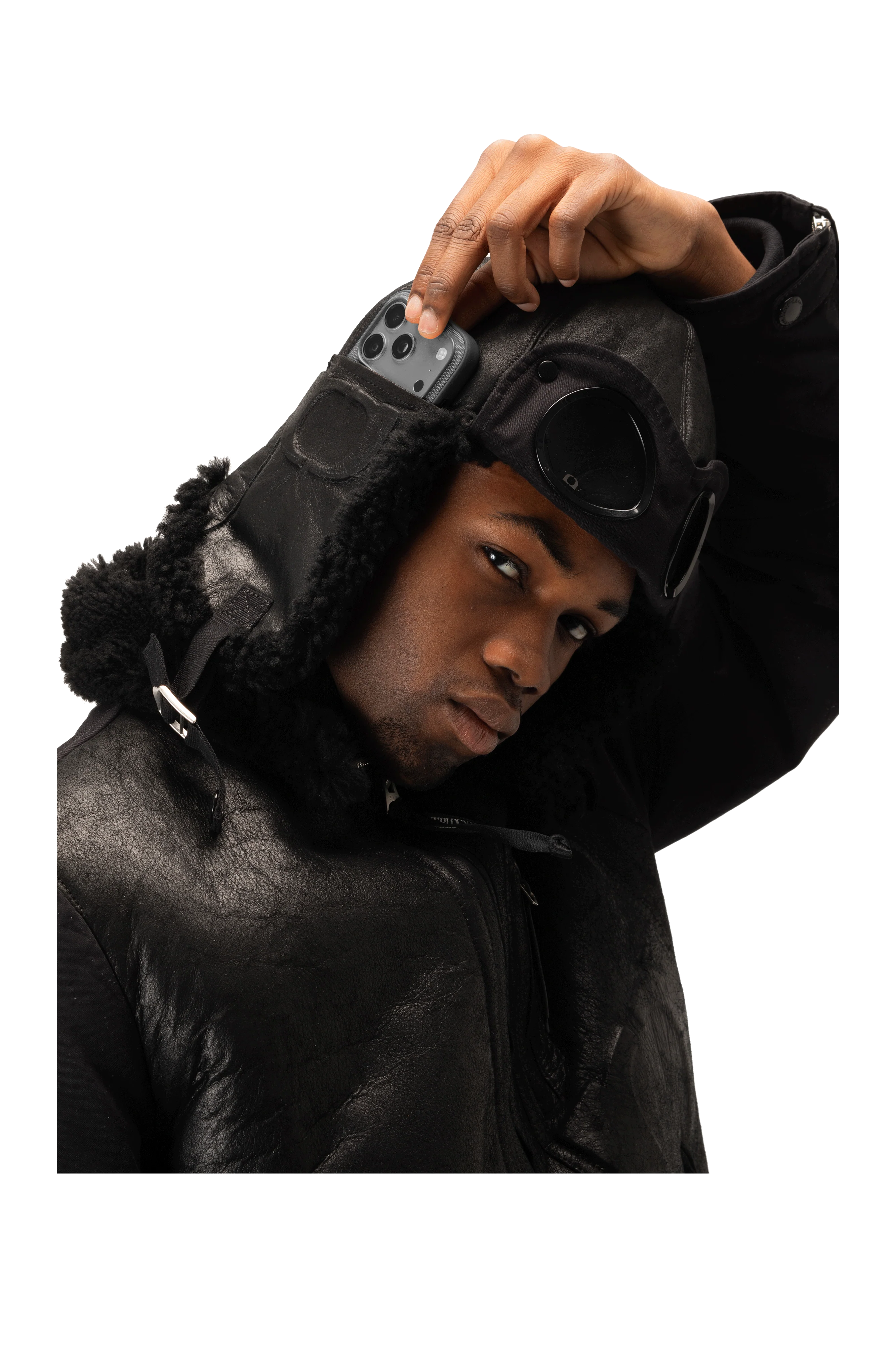 Shearling Goggle Hat x One Block Down. - Image 4