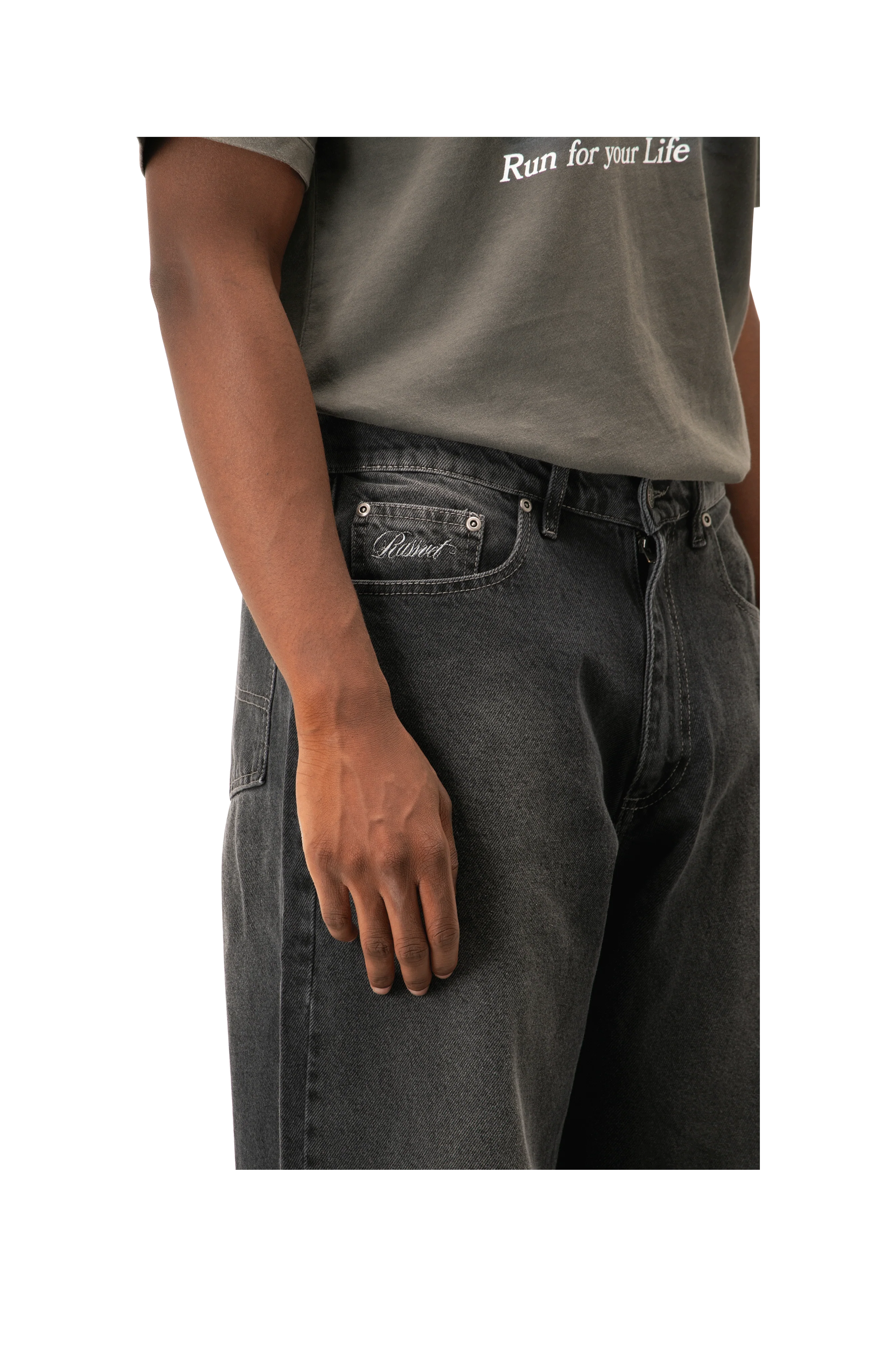 Spot Wash Baggy Denim Pant Woven - Image 4
