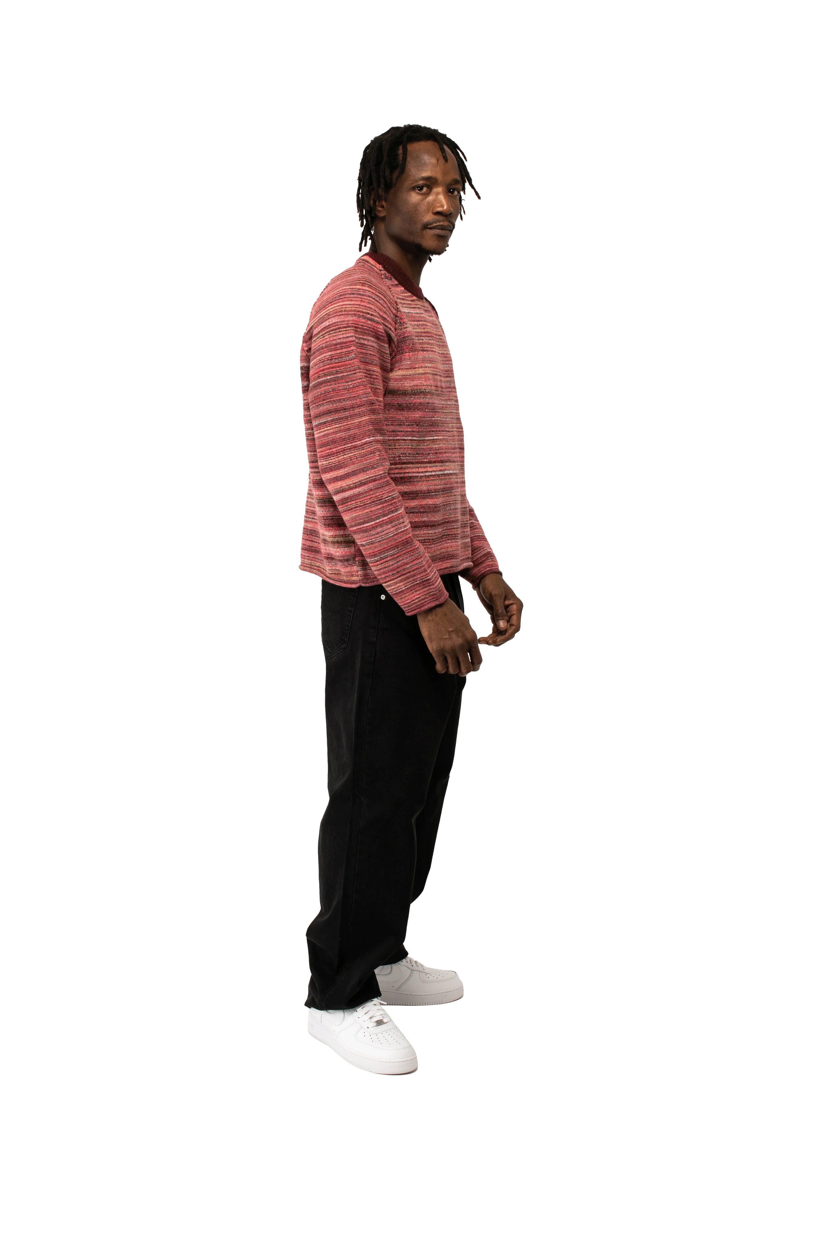 Textured Contrast Collar Crew - Image 2